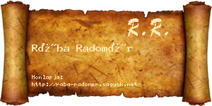 Rába Radomér névjegykártya
